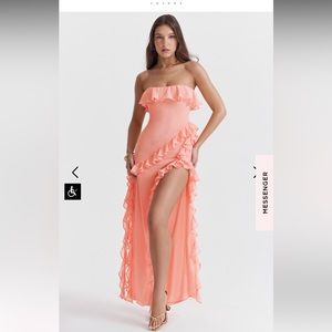 House of CB Sarina Apricot Ruffle Maxi Dress